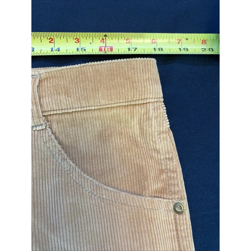 Vtg Brittania Tan Brown Corduroy Pants Slacks 36 Long Flare NWT Raw Hem 2482-8